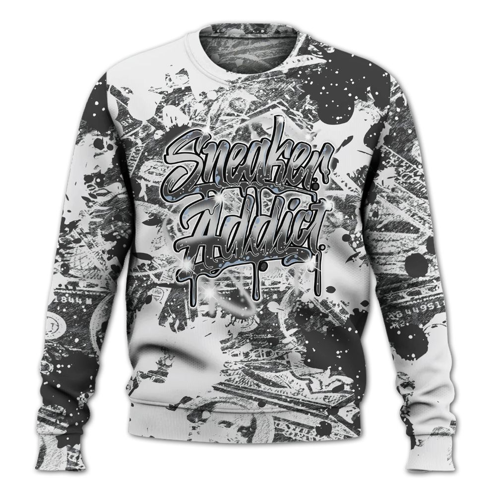 Sweatshirt To Match Reverse Black White 6s - Addiction Sneakers Graphic Street Art All Over Print