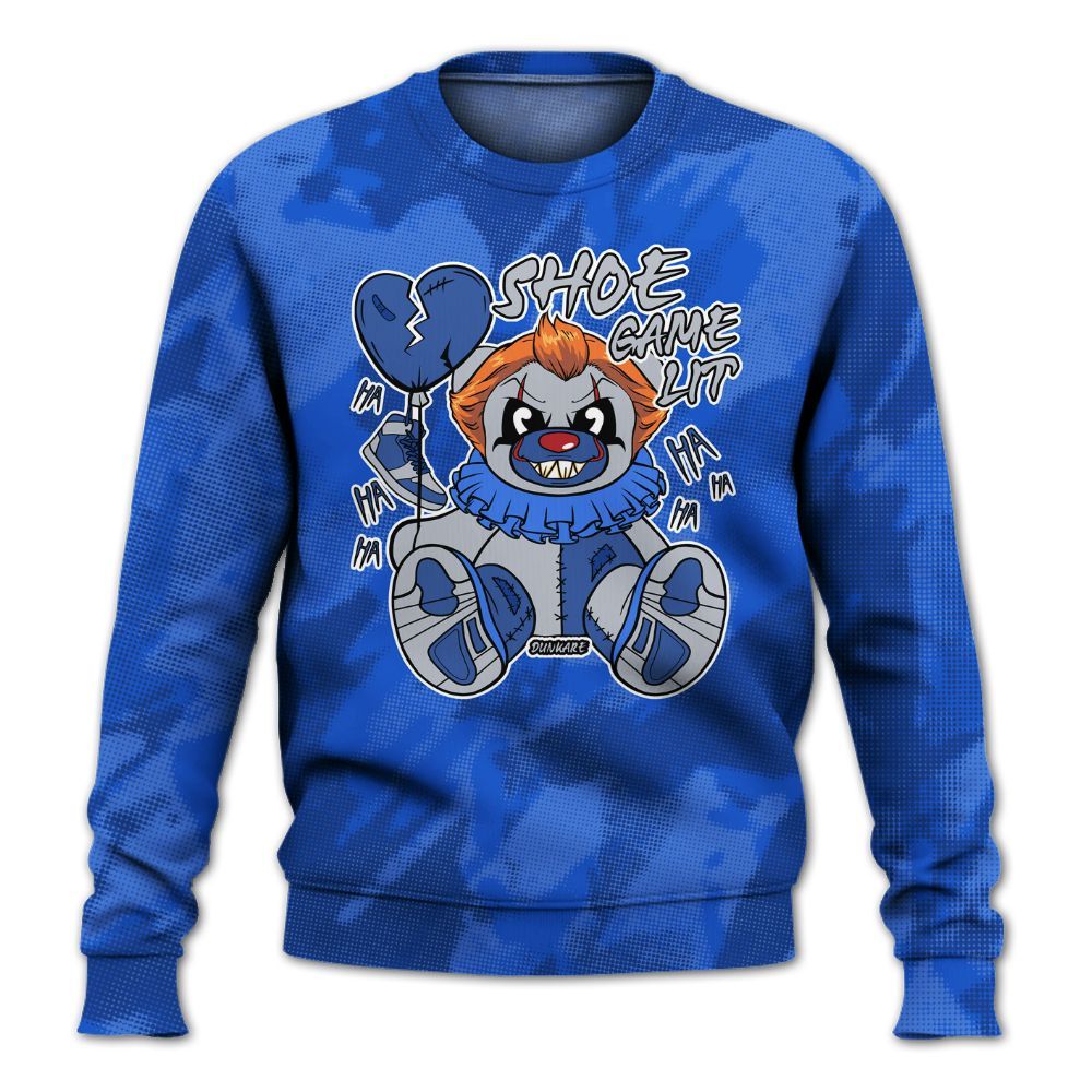 Sweatshirt To Match Air Foamposite One Royal - Shoe Game Bear Abstract Halftone All Over Print