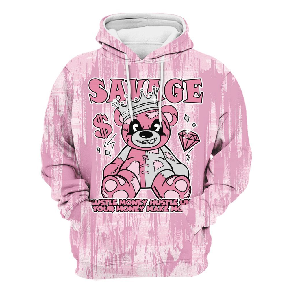 Hoodie To Match Orchid 4s - Savages Bear Glitch Art All Over Print