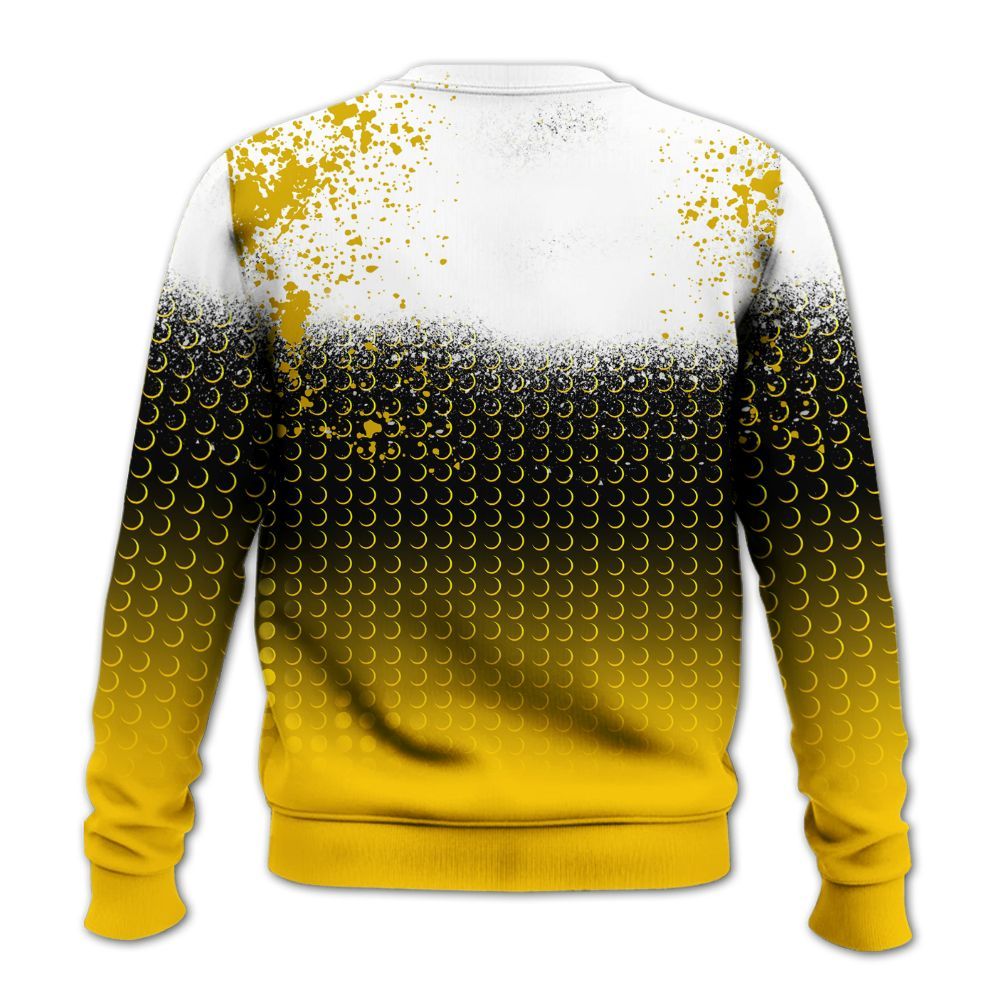 Sweatshirt To Match Vivid Sulfur 4s - Halftone Time Is Money All Over Print