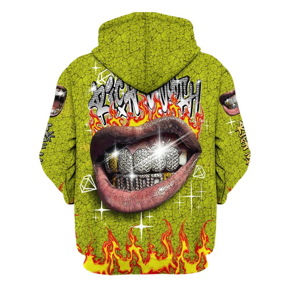 Hoodie To Match Dunk Low QS Halloween Skull - Rich Mouth Fire Rap Retro 90s All Over Print