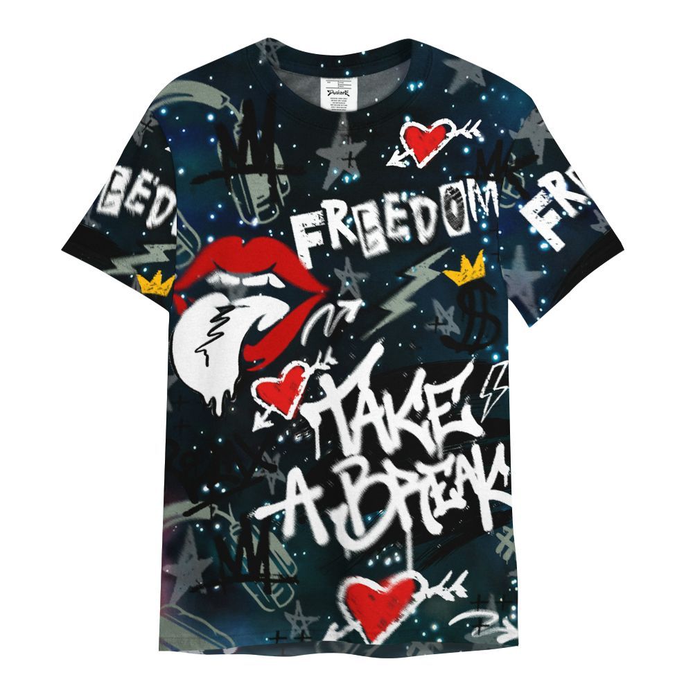 Shirt To Match Air Foamposite One Galaxy - Take Break Freedom Graffiti Streetwear All Over Print