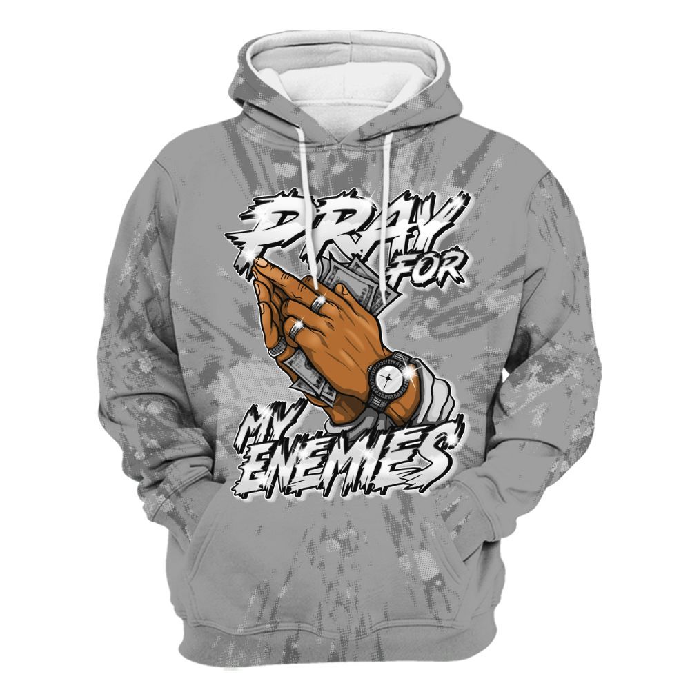 Hoodie To Match Black Wolf Grey 12s - Prayed For Enemies Graphic Luxury All Over Print