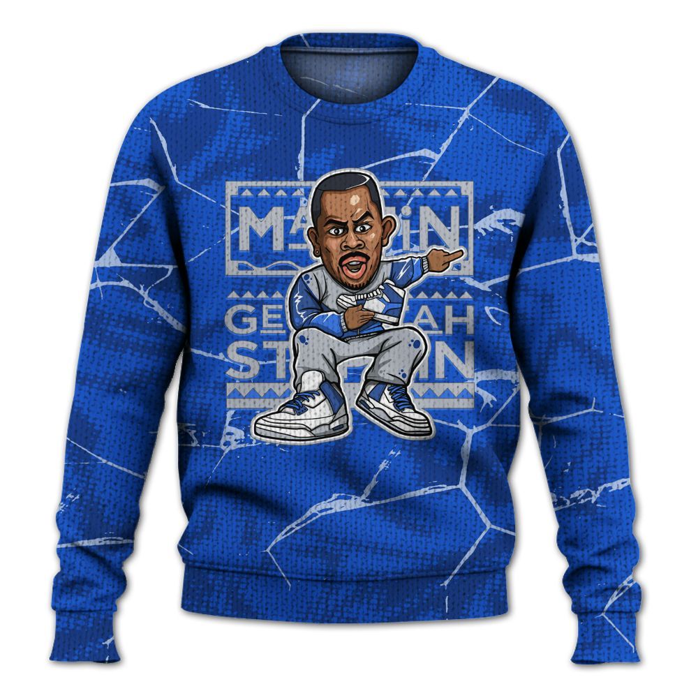 Knitted Sweater To Match Air Foamposite One Royal - Get Tag Sneakers Steppin' Graphic Crack