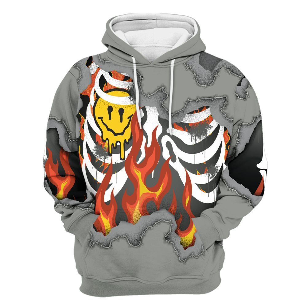Hoodie To Match Paris Olympics 4s - Skeleton On Fire Skrrt All Over Print