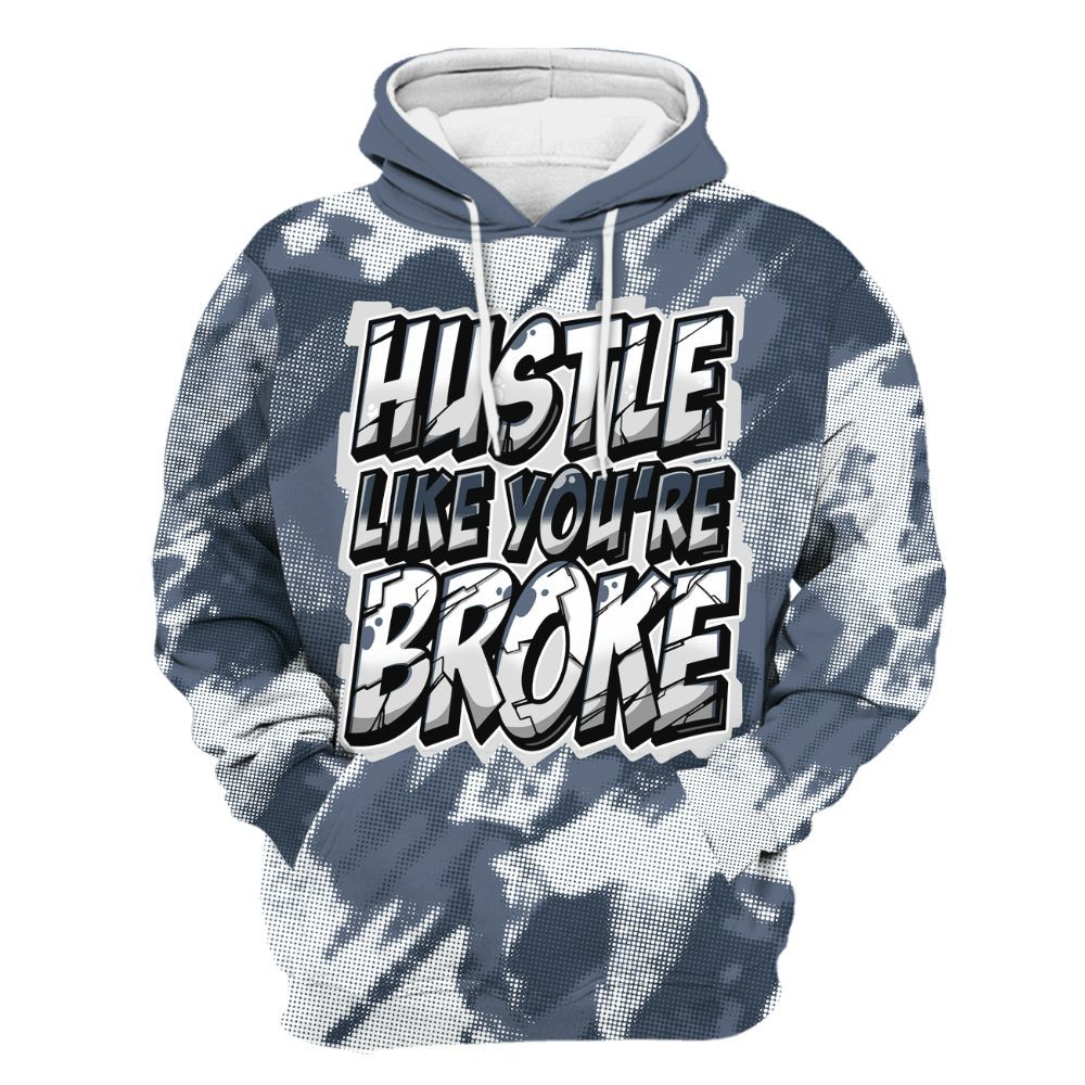 Hoodie To Match Low Diffused Blue 11s - Hustles Like Broke Abstract All Over Print