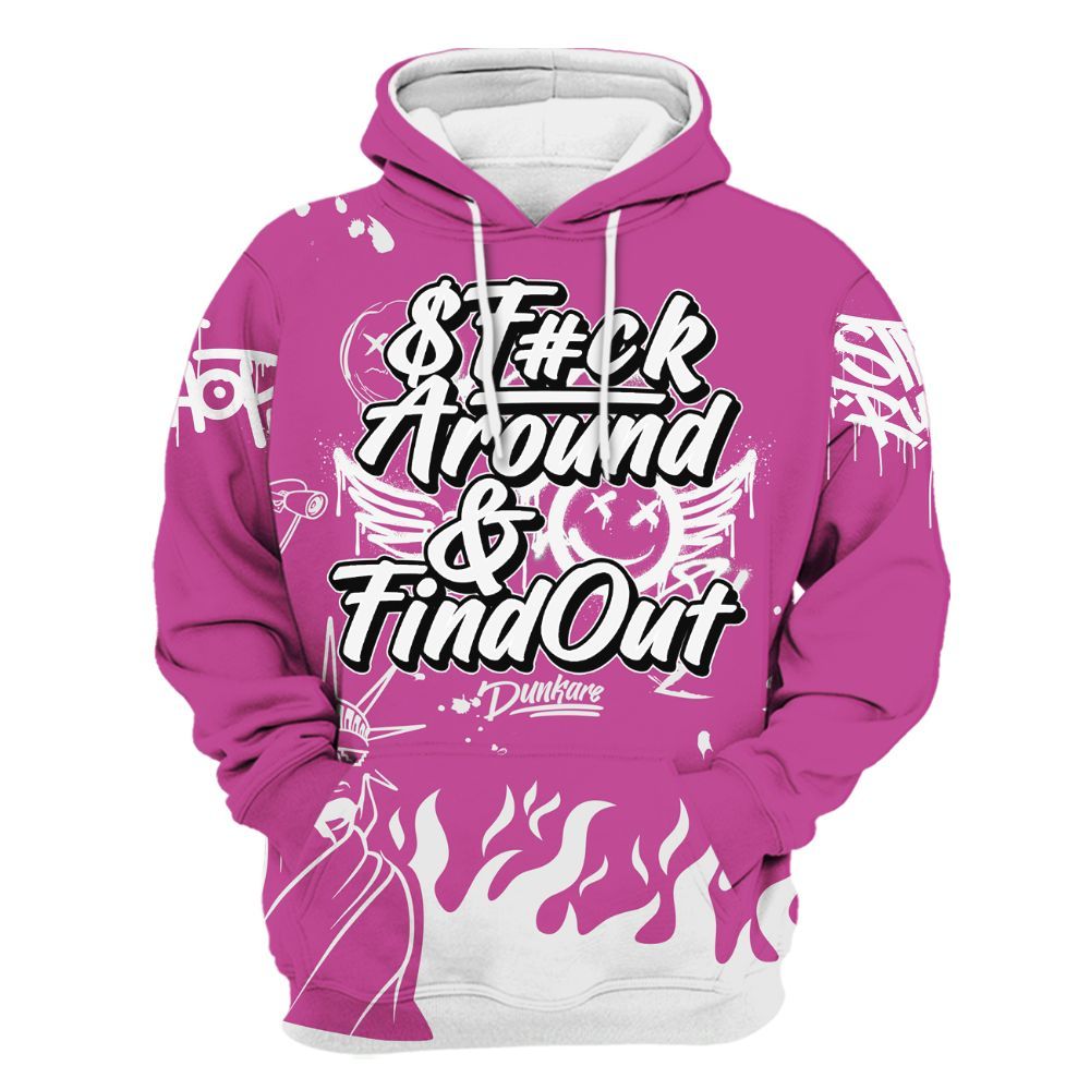 Hoodie To Match Dunk Low Active Fuchsia - Graphic Fck Around Find Out All Over Print