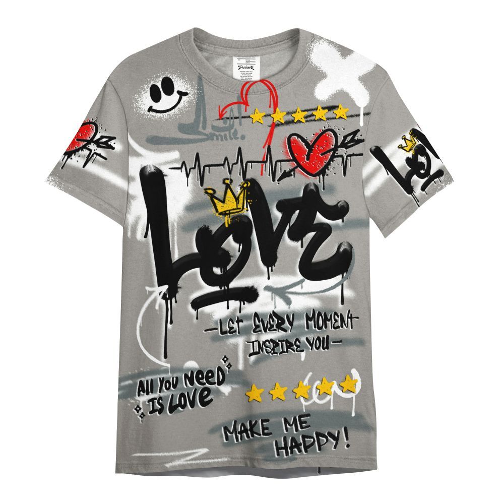 Shirt To Match Cool Grey 9s - Happy Love Beats Graffiti Streetwear All Over Print