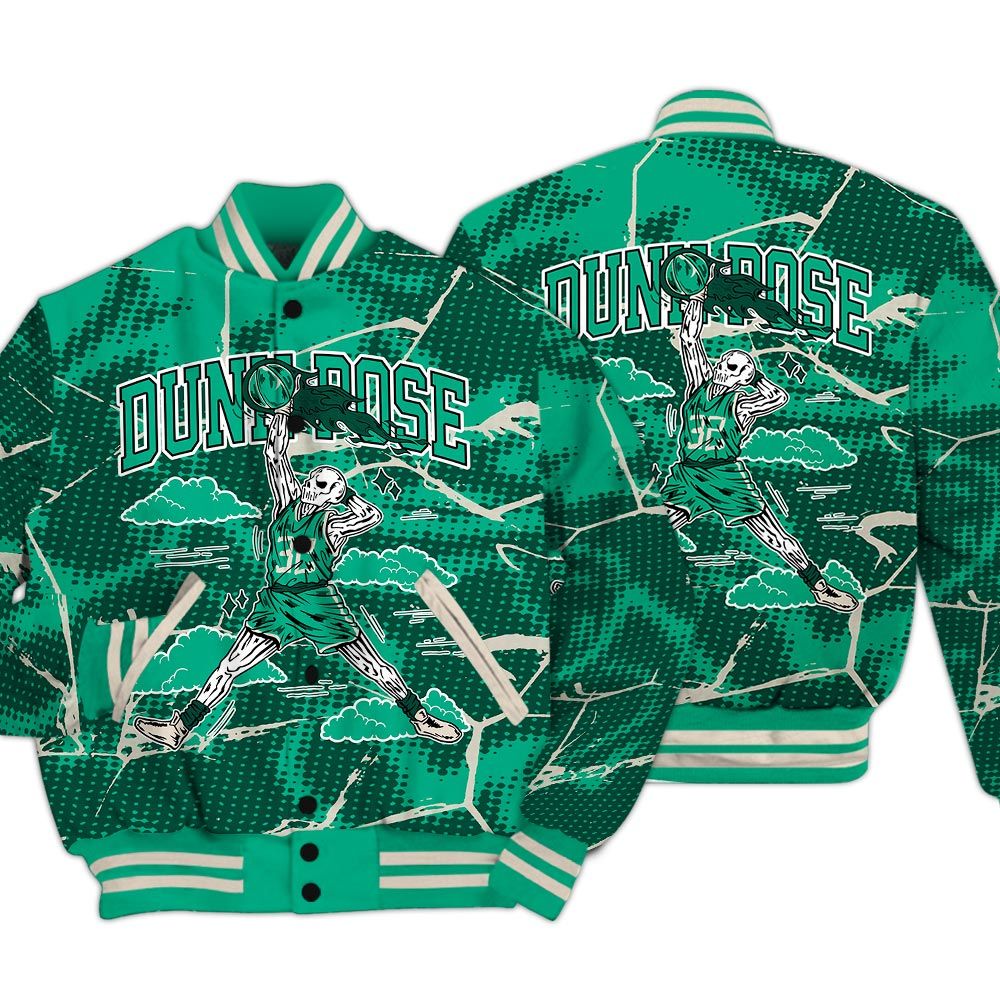 Varsity Jacket To Match Oxidized Green 4s - Pose Skeleton Crack Varsity Jacket Unisex