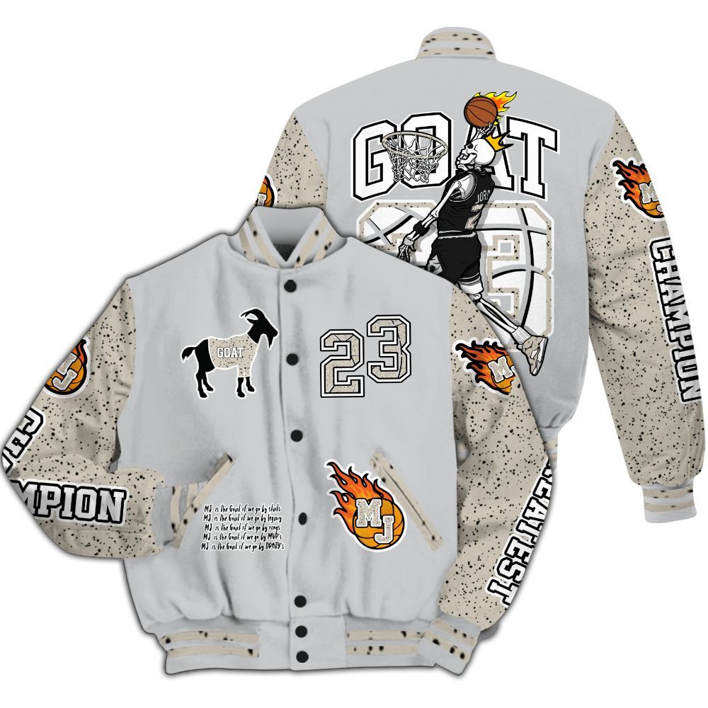 Varsity Jacket To Match Metallic Silver 2024 5s - 23 G.0.A.T Jump Up Basketball All Over Print