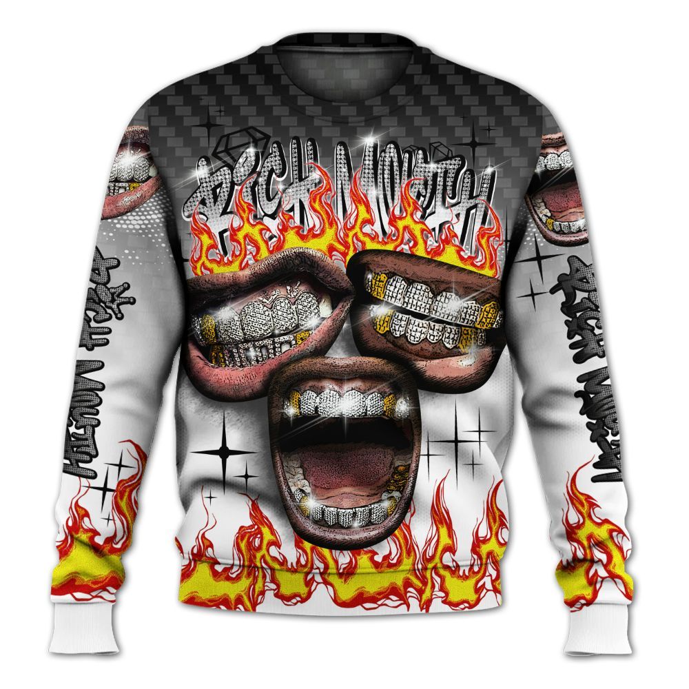 Sweatshirt To Match Kobe 9 EM Protro Halo - Rich Mouth Fire Rap Retro 90s All Over Print