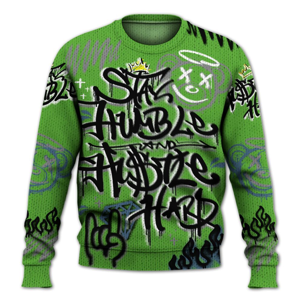 Knitted Sweater To Match Retro Green Bean 5s - Humble Drip Streetwear Graffity