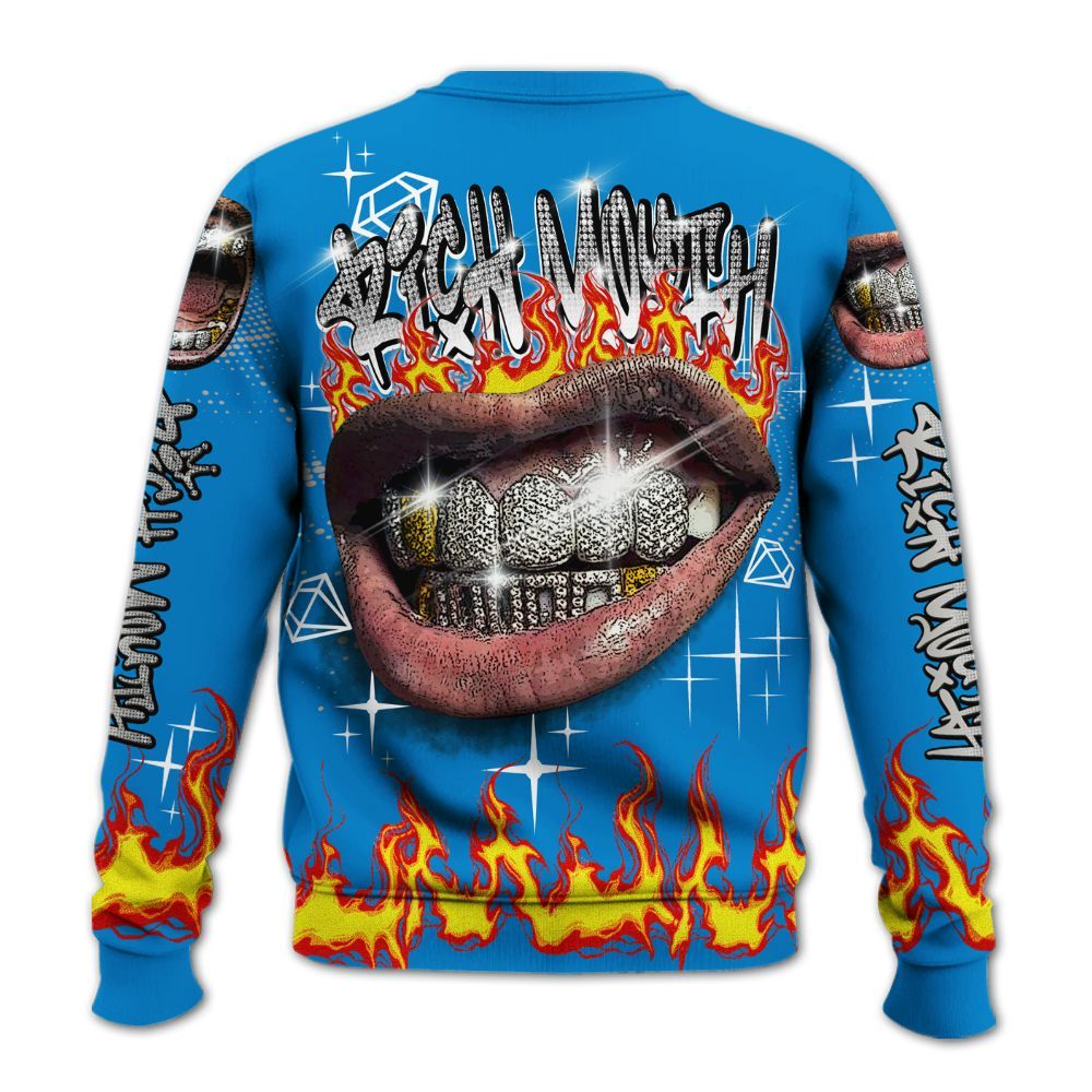 Sweatshirt To Match Industrial Blue 4s - Rich Mouth Fire Rap Retro 90s All Over Print