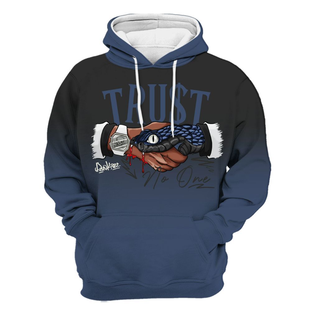 Hoodie To Match Diffused Blue 3s - Snake Trust No One Drip All Over Print