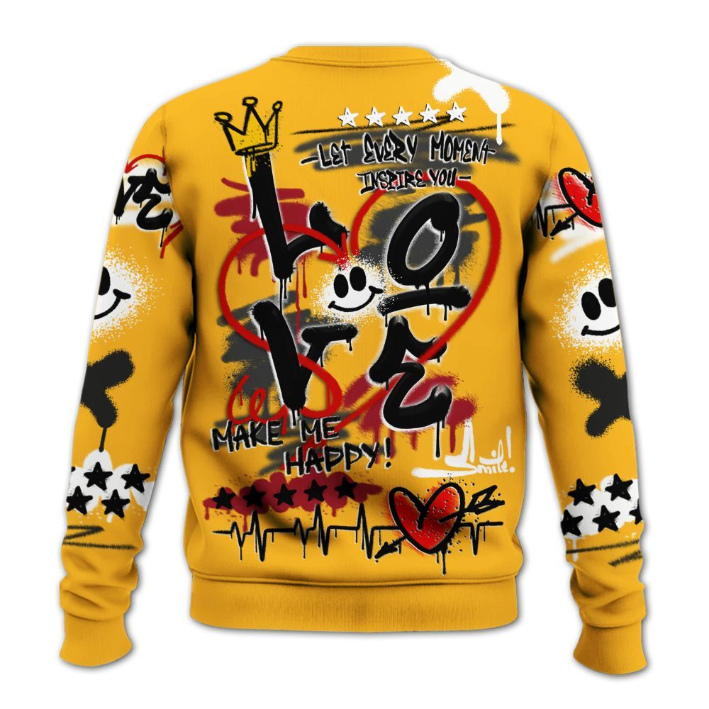 Sweatshirt To Match White Taxi 12s Shirt, Happy Love Beats Graffiti Streetwear All Over Print