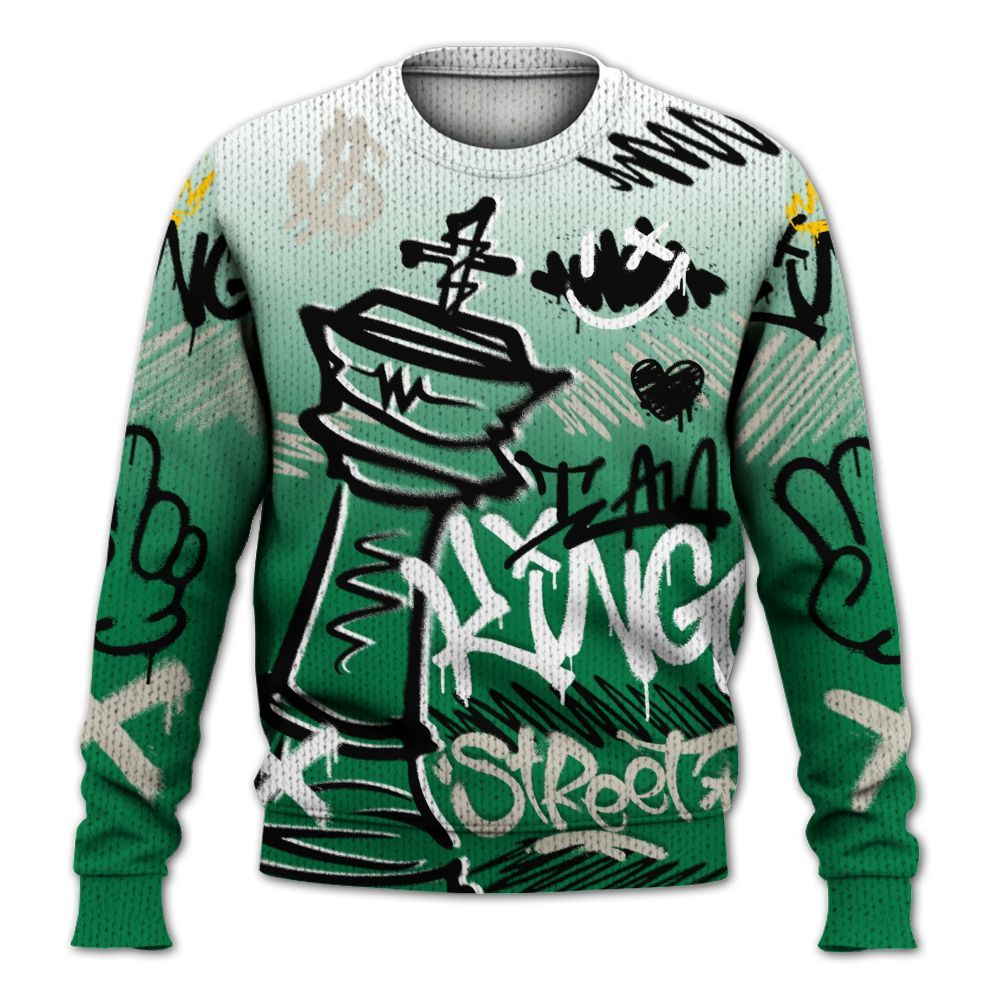 Knitted Sweater To Match Lucky Green 2s - Street King Chess Streetwear