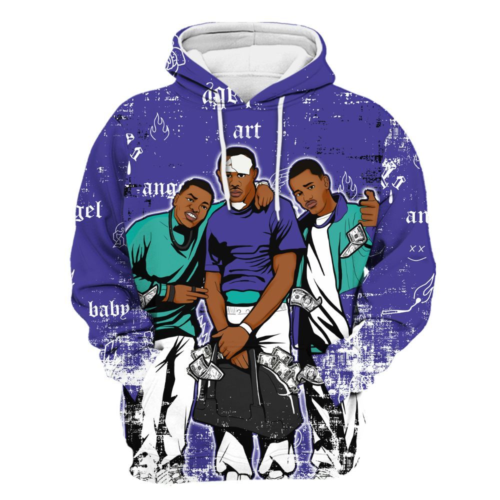 Hoodie To Match Retro Grape 5s - Paid In Full Money All Over Print