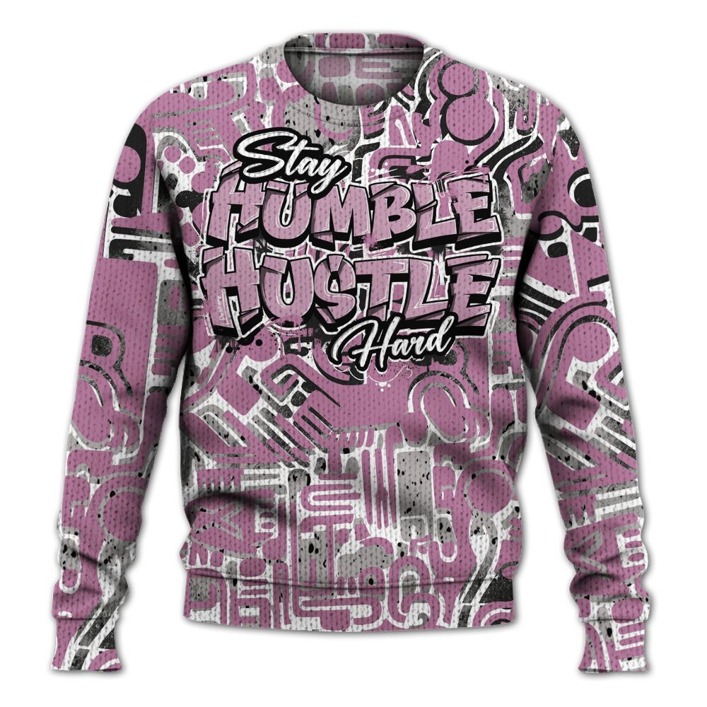 Knitted Sweater To Match Neutral Grey Black White Orchid 4s - Humble Hustle Doodle Retro