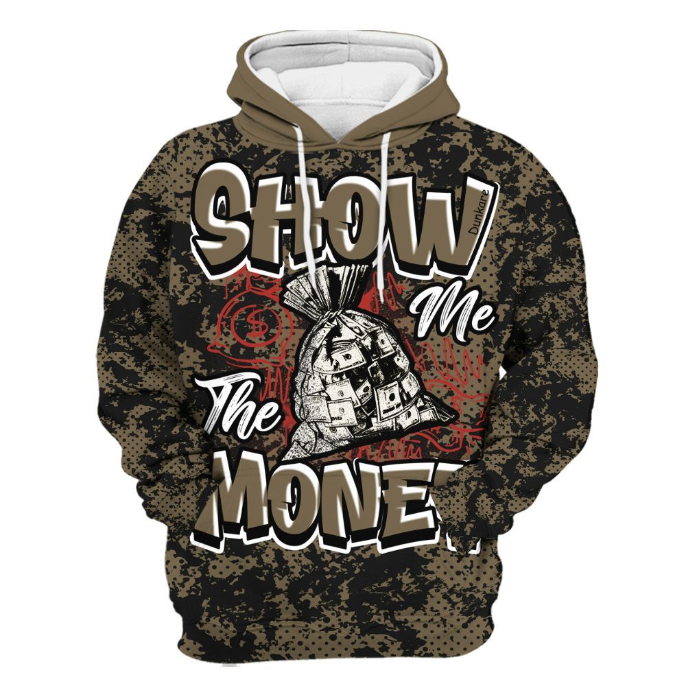 Hoodie To Match Olive 9s - Show Me The Money Retro All Over Print