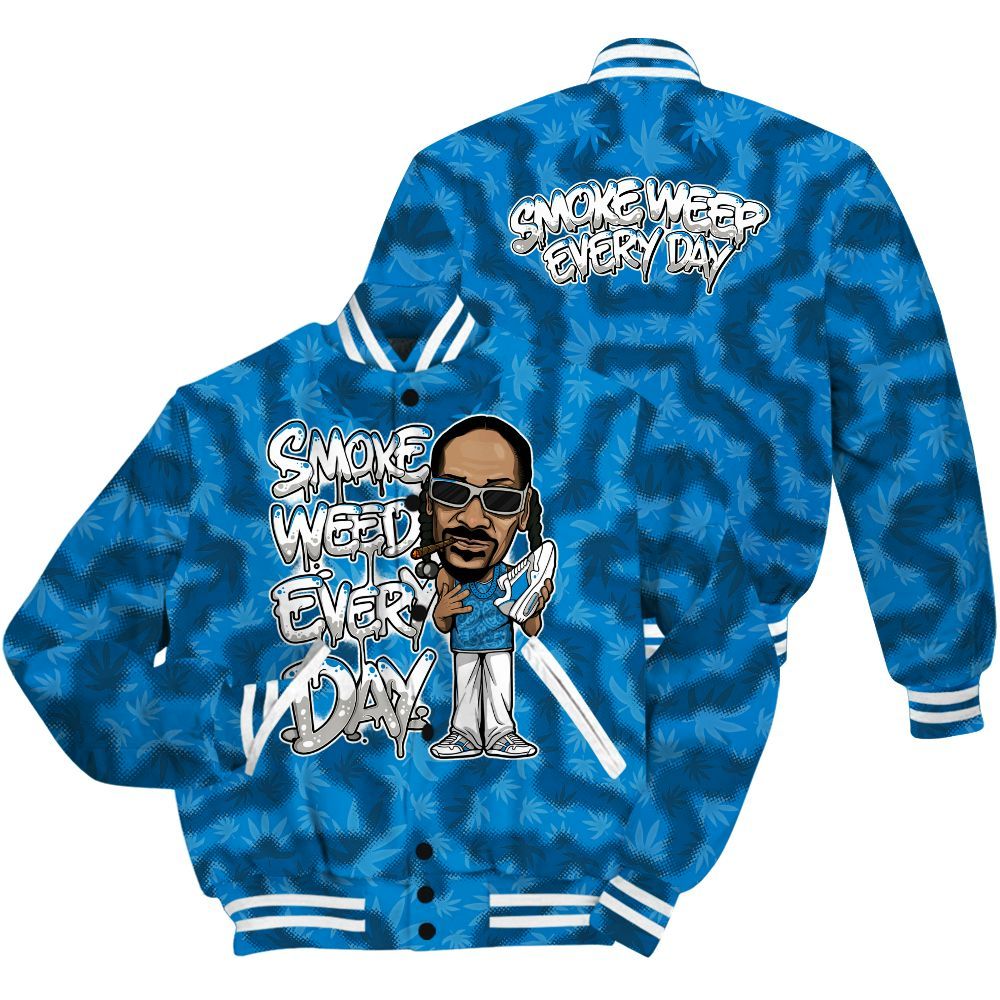 Varsity Jacket To Match Military Blue 4s Shirt - Smoking Every Day Graphic Weeding Art All Over Print
