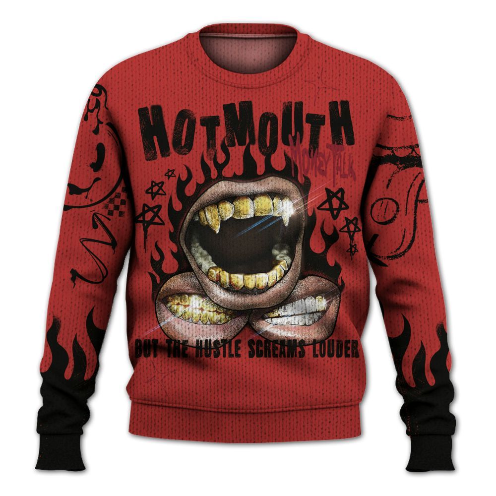 Knitted Sweater To Match Bred Reimagined 4s - Mouth Burning Street Style