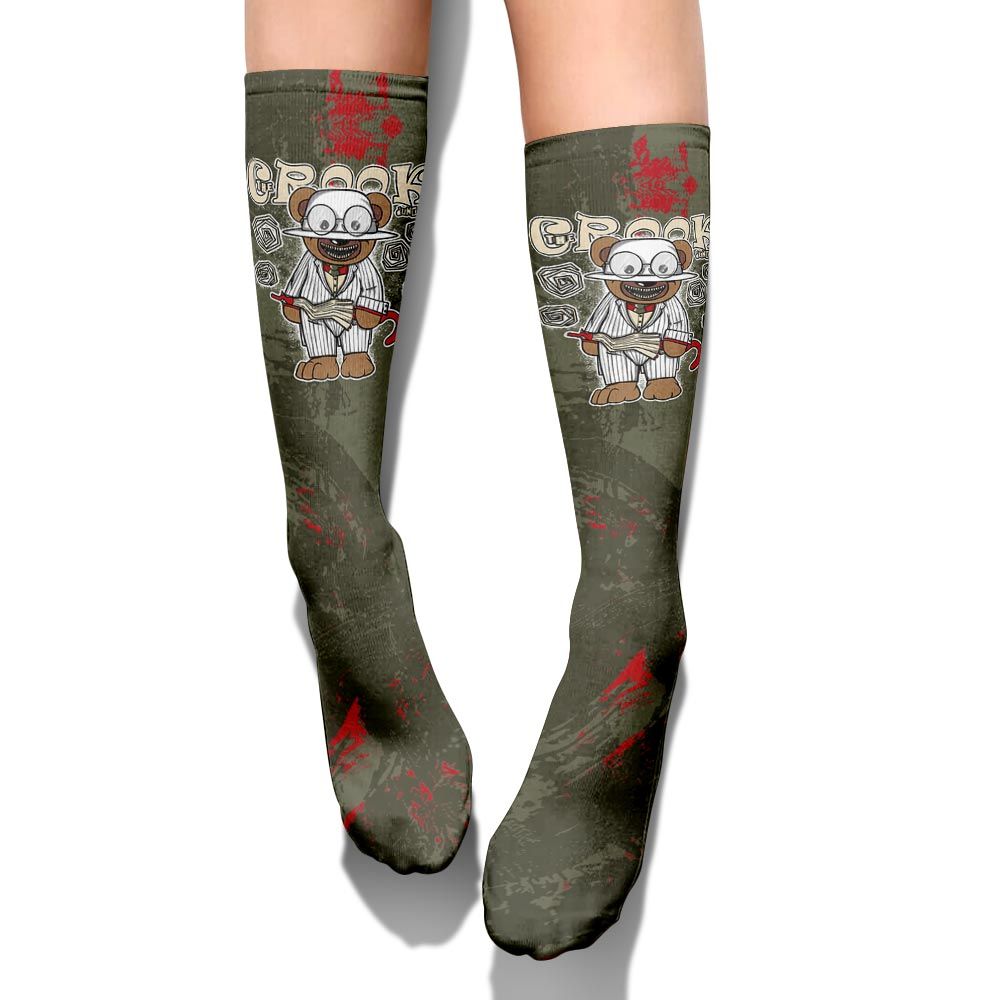 Sock To Match Travis Scott Low OG Medium Olive 1s - Swindler Bear Circle Slpash