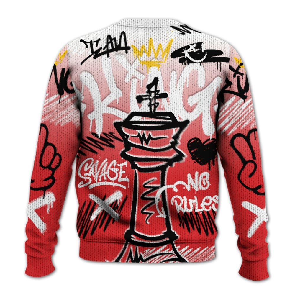 Knitted Sweater To Match Chile Red 9s - Street King Chess Streetwear