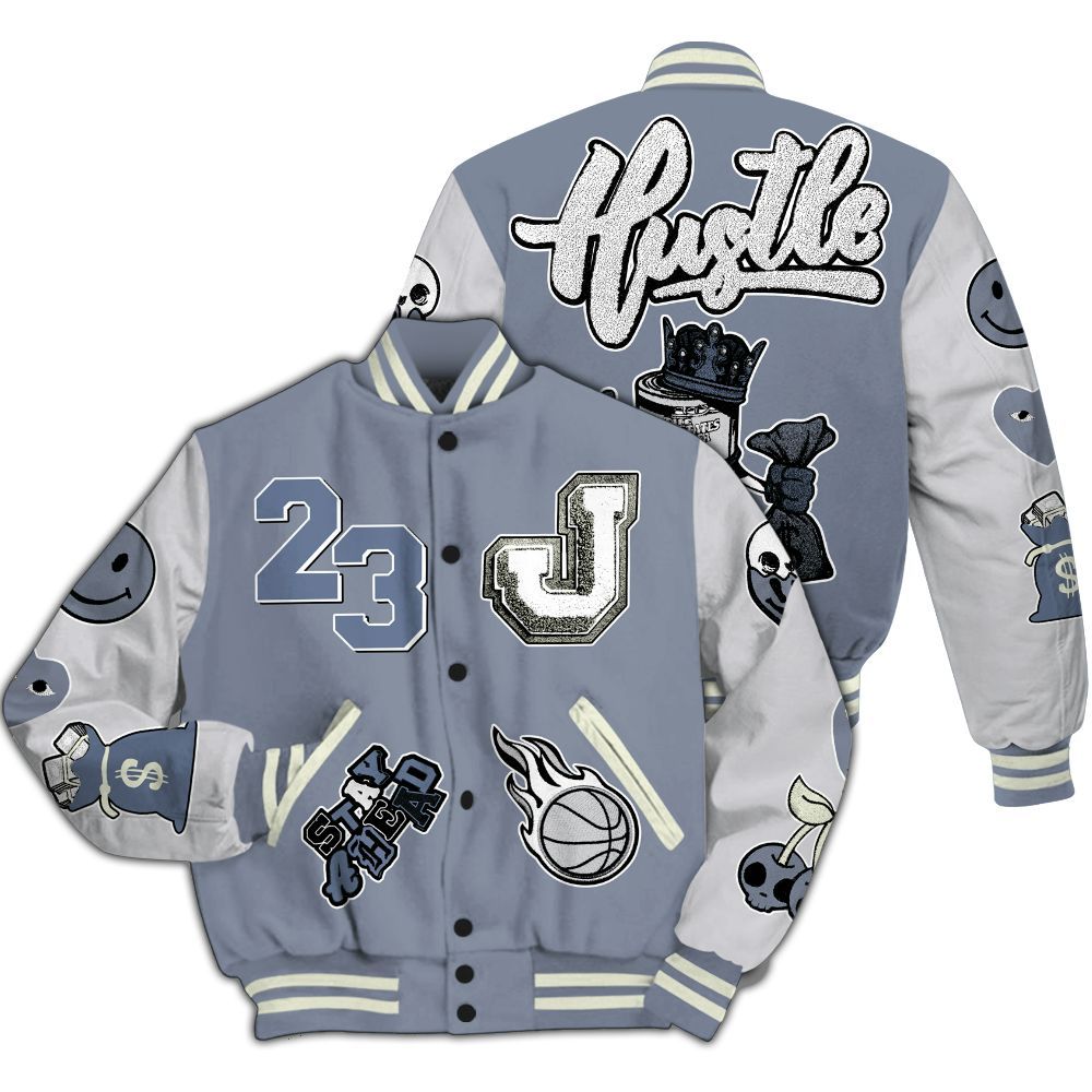 Varsity Jacket To Match Retro High OG Cool Grey 1s - Hustles Money Number 23 All Over Print