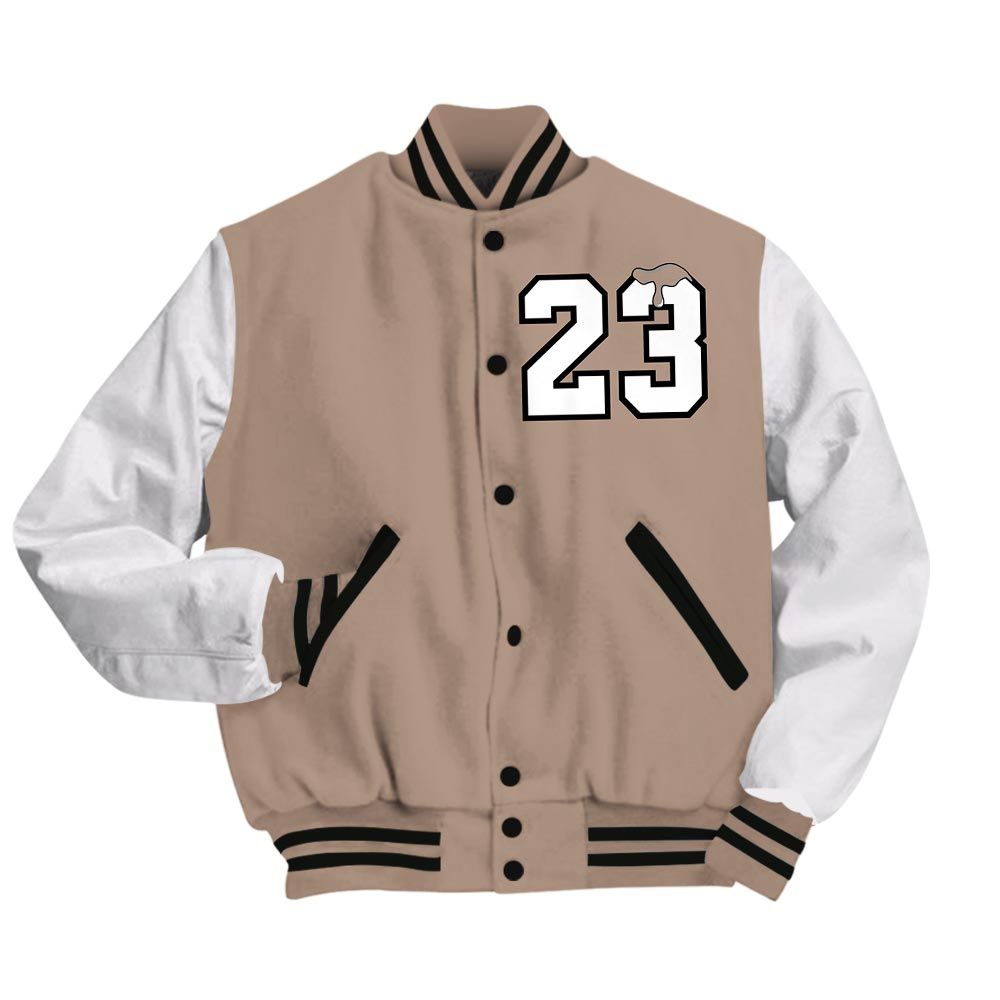 Varsity Jacket To Match Varsity Jacket Custom Name Number 23 Drip, OG Latte 1s - To Match Sneaker OG Latte 1s 2504 NCT