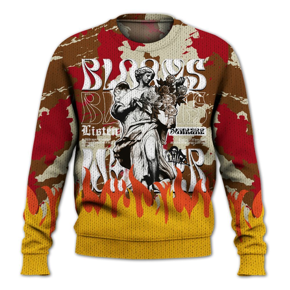 Knitted Sweater To Match Archaeo Brown 5s - Blooms Whisper Retro