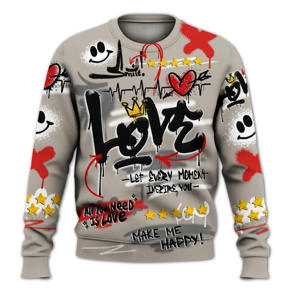 Sweatshirt To Match Low OG Phantom 1s - Happy Love Beats Graffiti Streetwear All Over Print