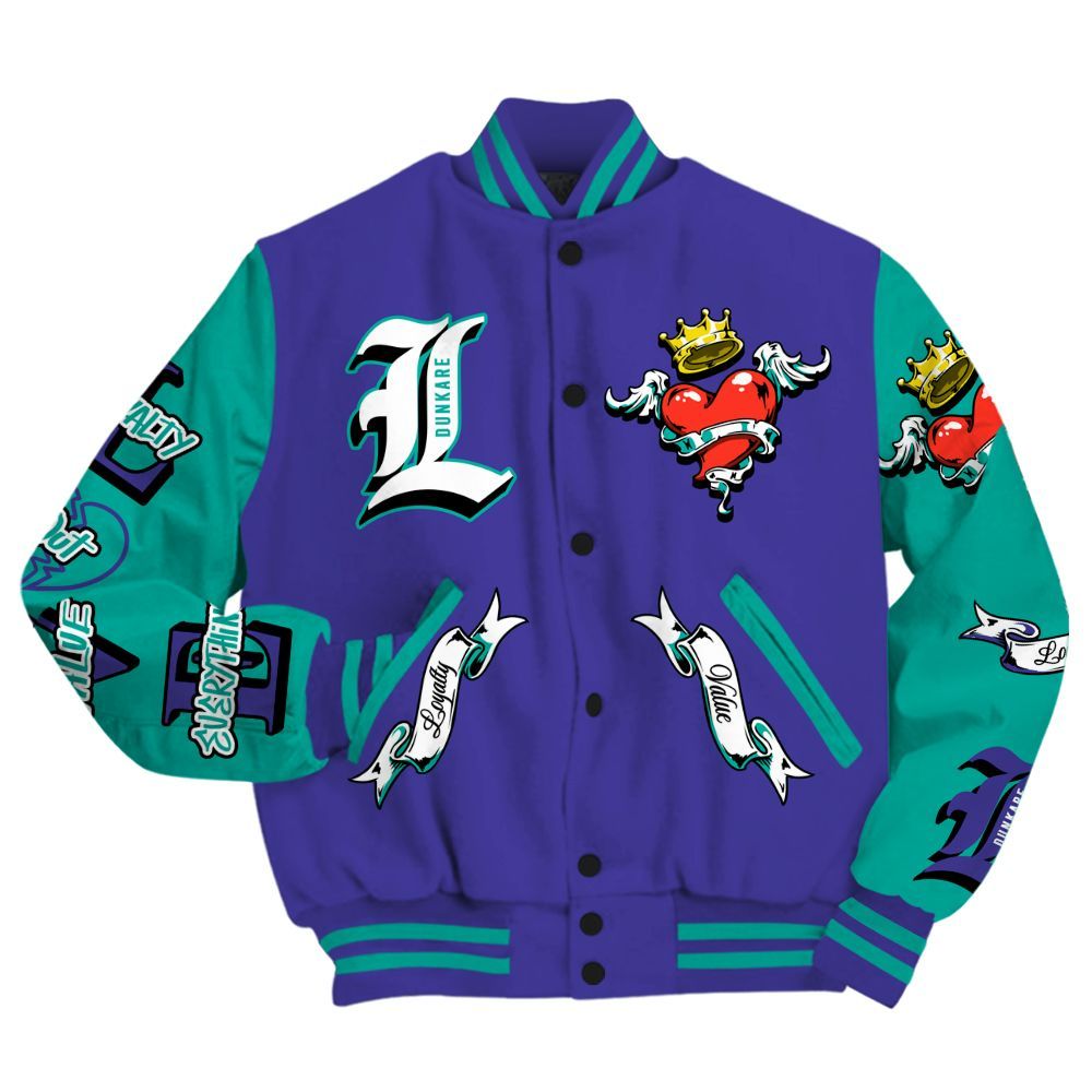 Varsity Jacket To Match Retro Grape 5s - Loyalty Out Value Streetwear All Over Print