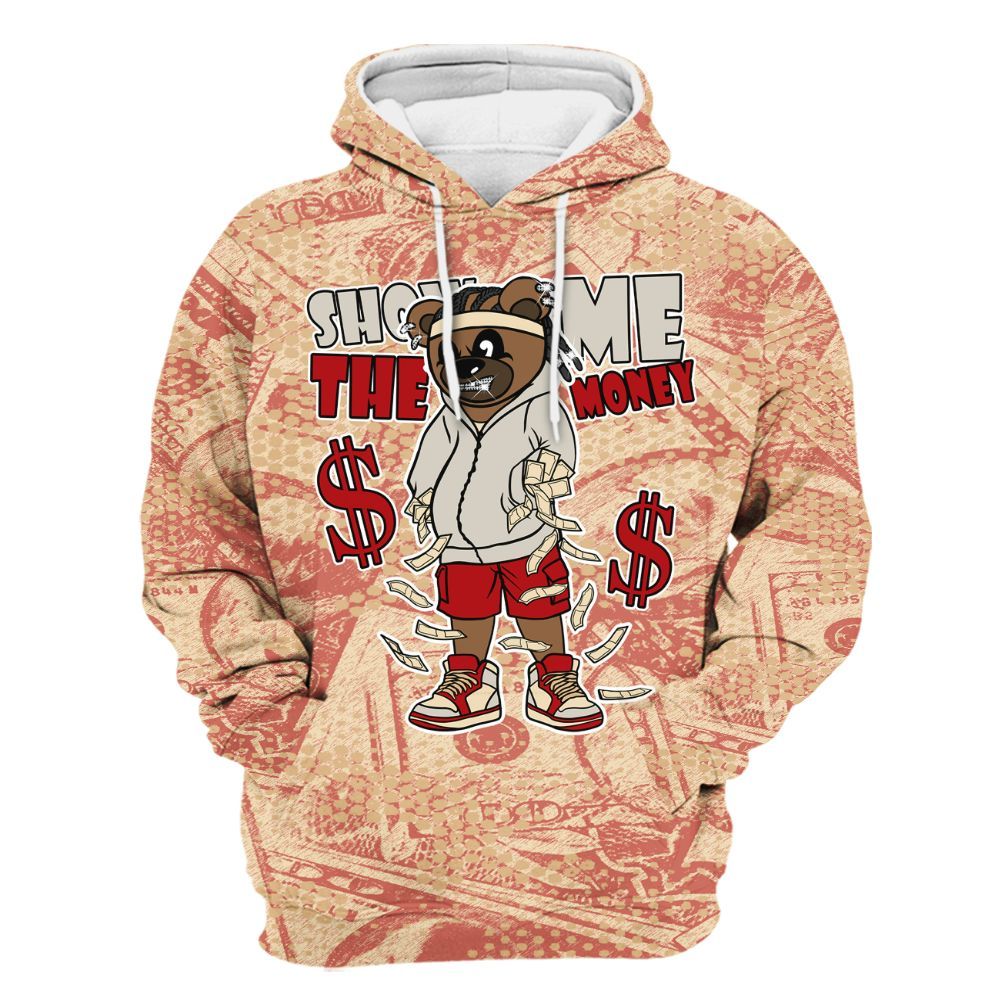 Hoodie To Match Dunk Low Strawberry Waffle - Show Me Bear Banknotes Art All Over Print