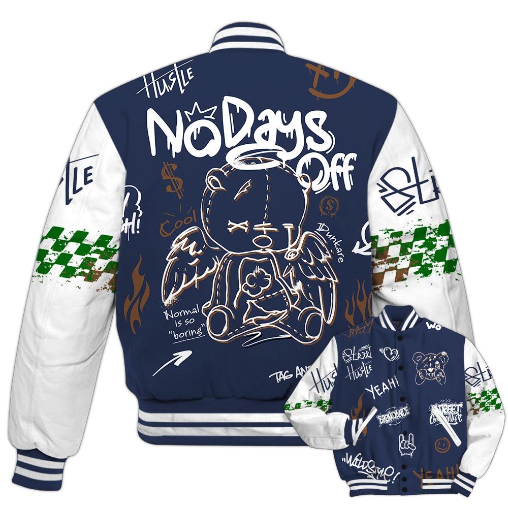 Varsity Jacket To Match Midnight Navy 13s - No Days Off Retro Varsity Jacket Outfit