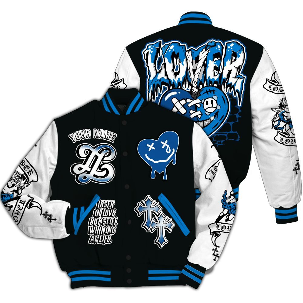 Varsity Jacket To Match High OG FragmentxULA White Black 1s - Loser Lover All Over Print