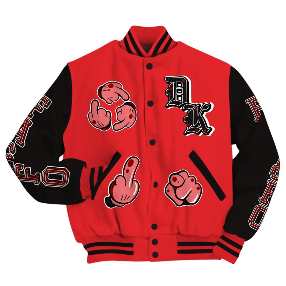 Varsity Jacket To Match Chile Red 9s - F Around Find Out Graphic All Over Print