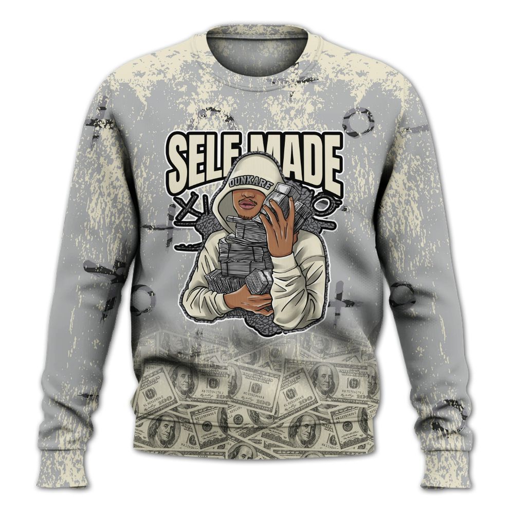 Sweatshirt To Match Cement Grey 3s - Selfmade Unique Grunge All Over Print