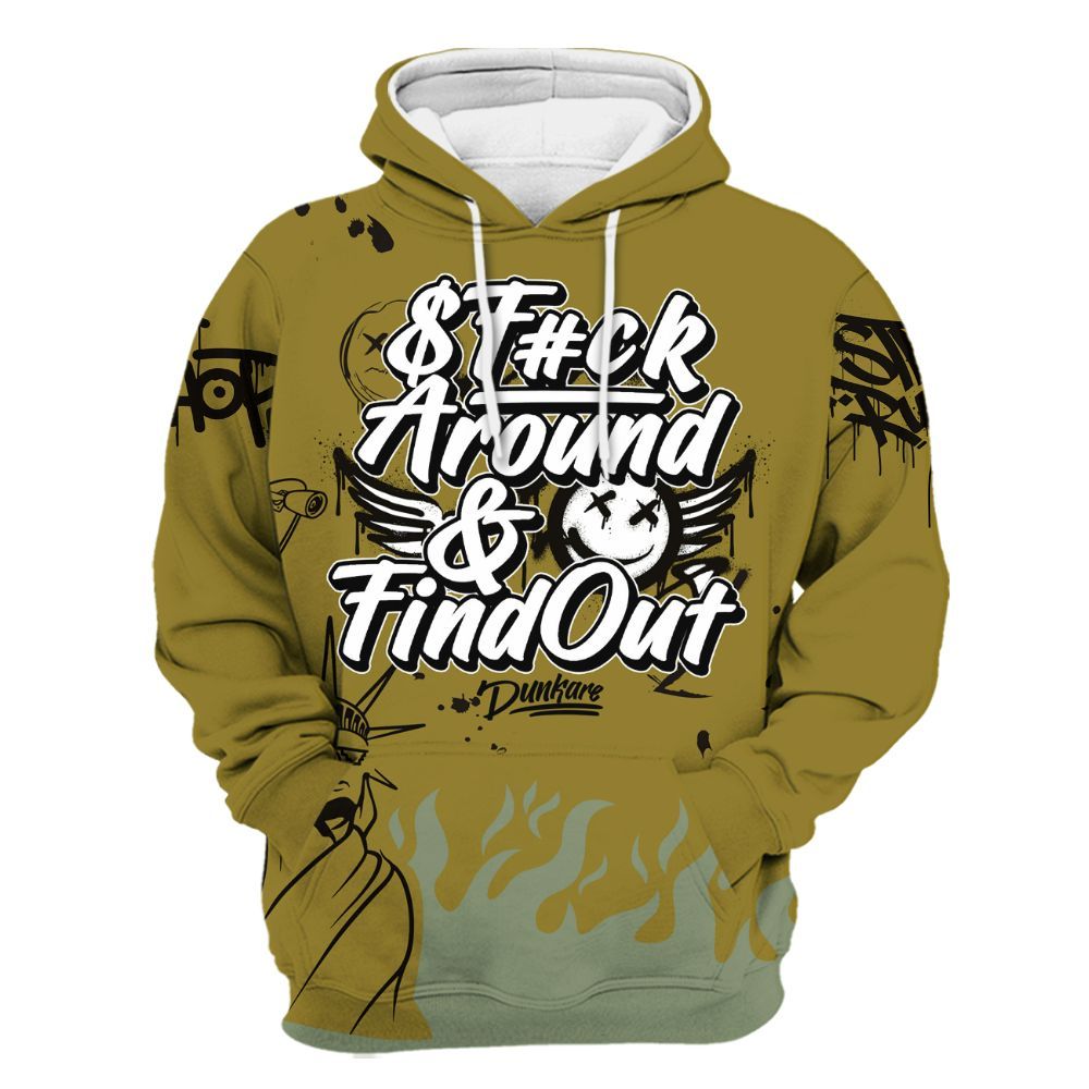 Hoodie To Match Air Flightposite Metallic Gold - Graphic Fck Around Find Out All Over Print