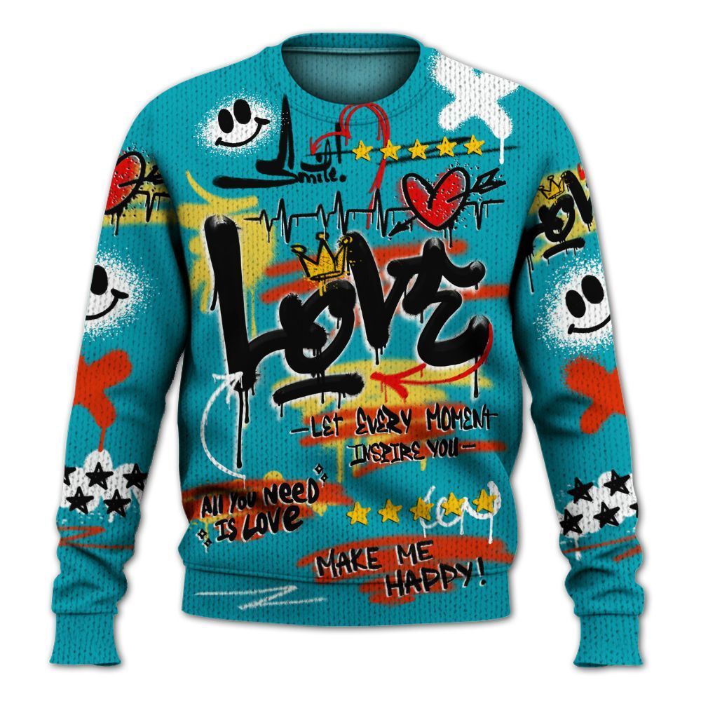 Knitted Sweater To Match Dunk Low KD 17 N7 - Happy Love Beats Graffiti Streetwear