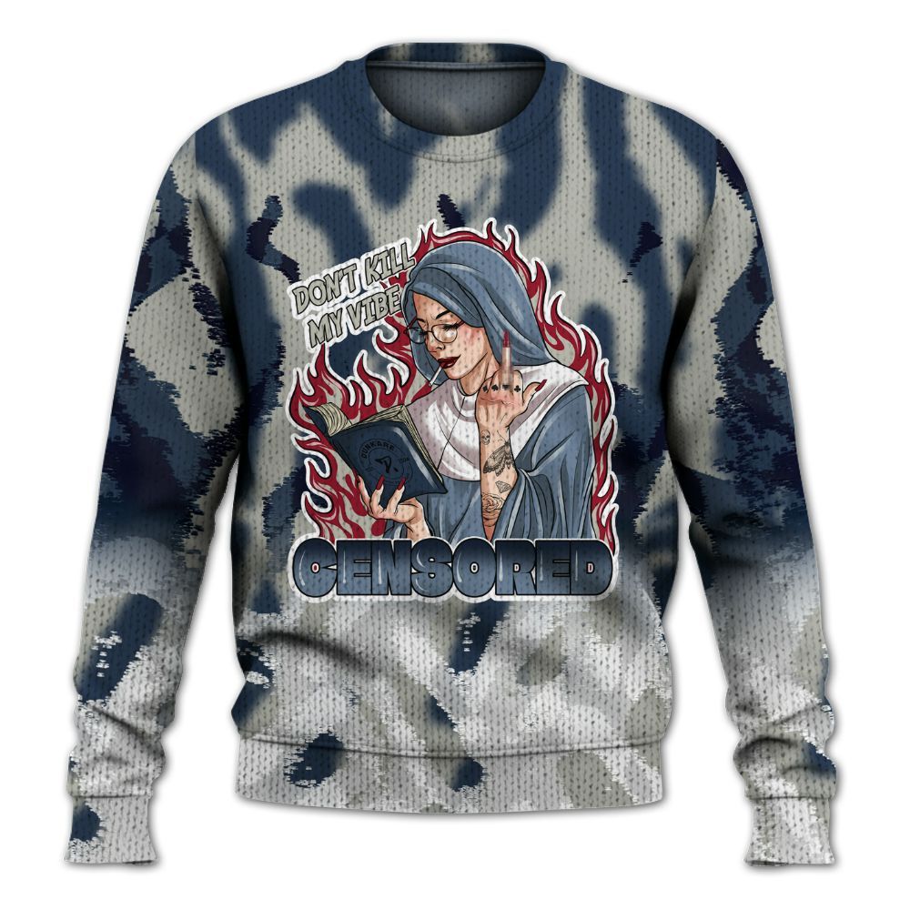 Knitted Sweater To Match Navy Blue 2024 6s - Censoredz Burn