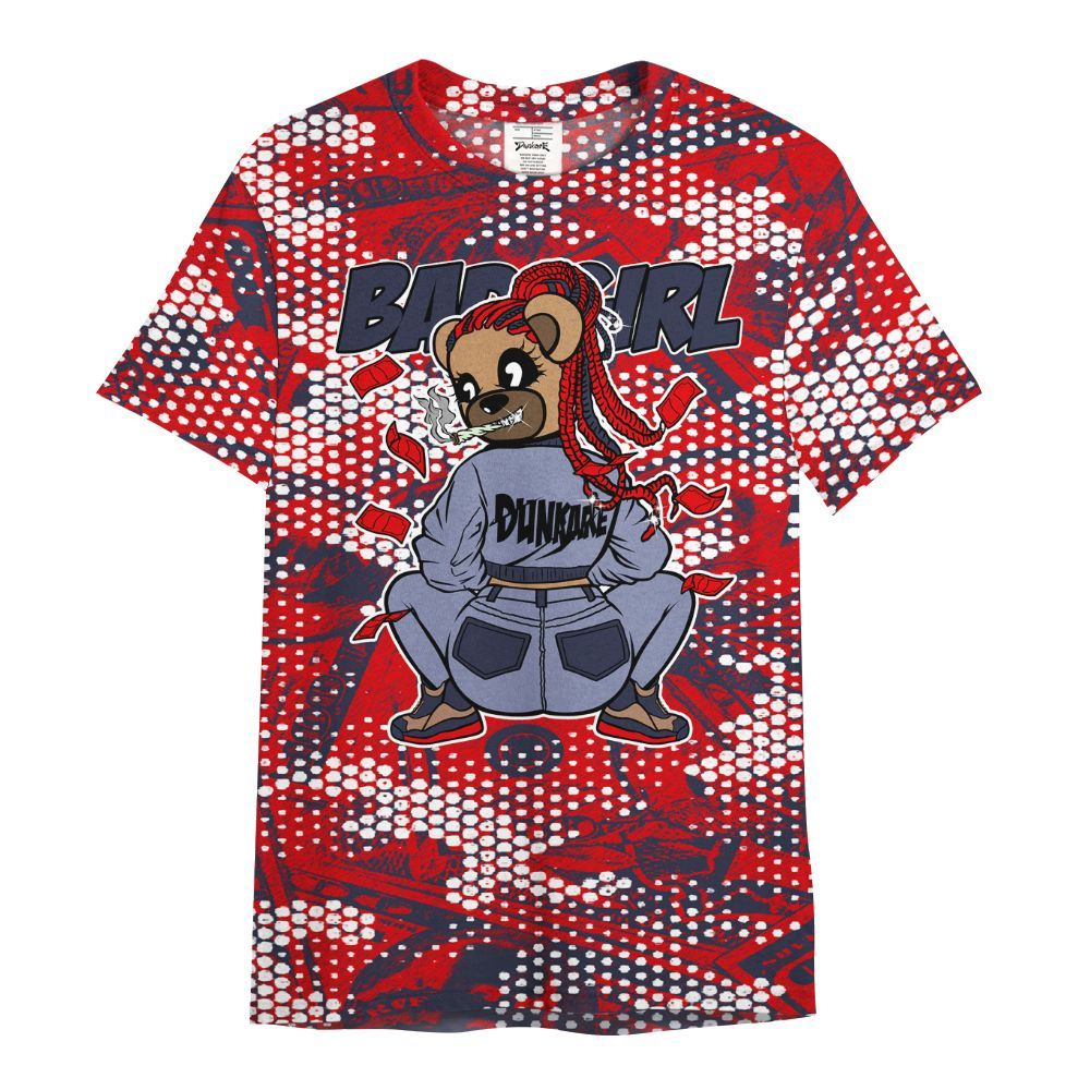 Shirt To Match Low OG Howard Bison 1s - Rebellious Girl Bear Banknotes Art All Over Print