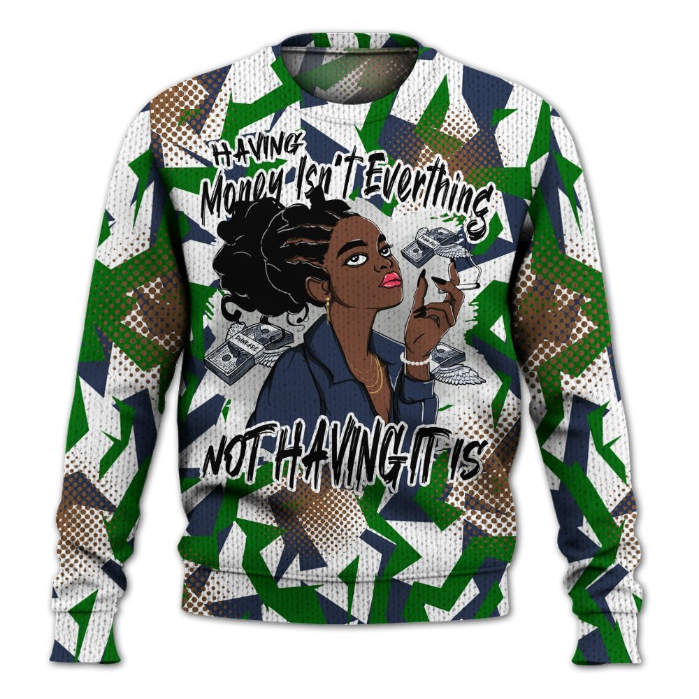 Knitted Sweater To Match Midnight Navy 13s - Having Money Isn't Everthing Retro