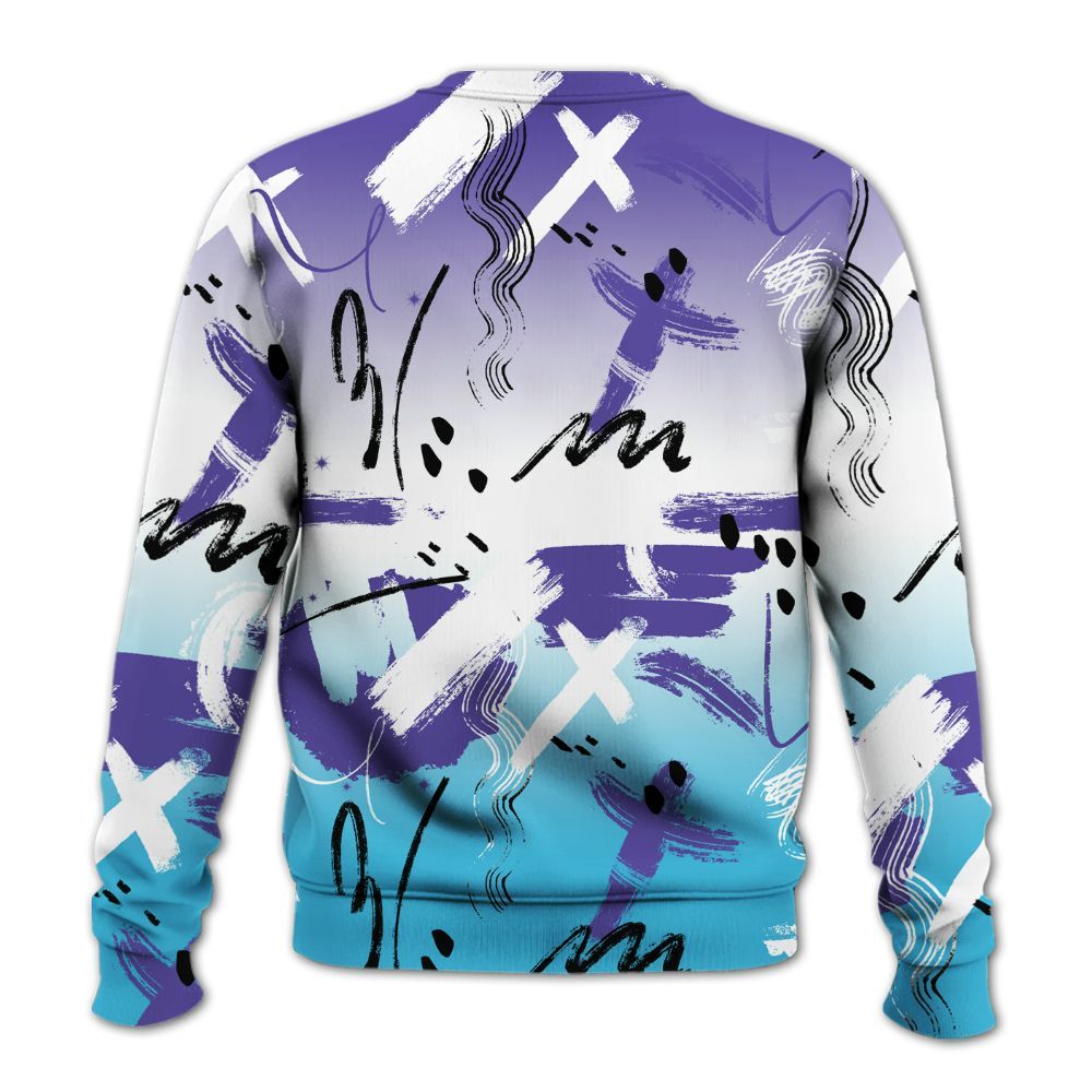 Sweatshirt To Match Retro Aqua 6s - Money Hustle Grind Pray All Over Print