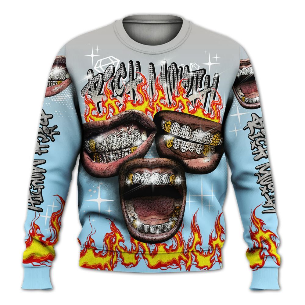 Sweatshirt To Match Retro SoleFly 13s - Rich Mouth Fire Rap Retro 90s All Over Print
