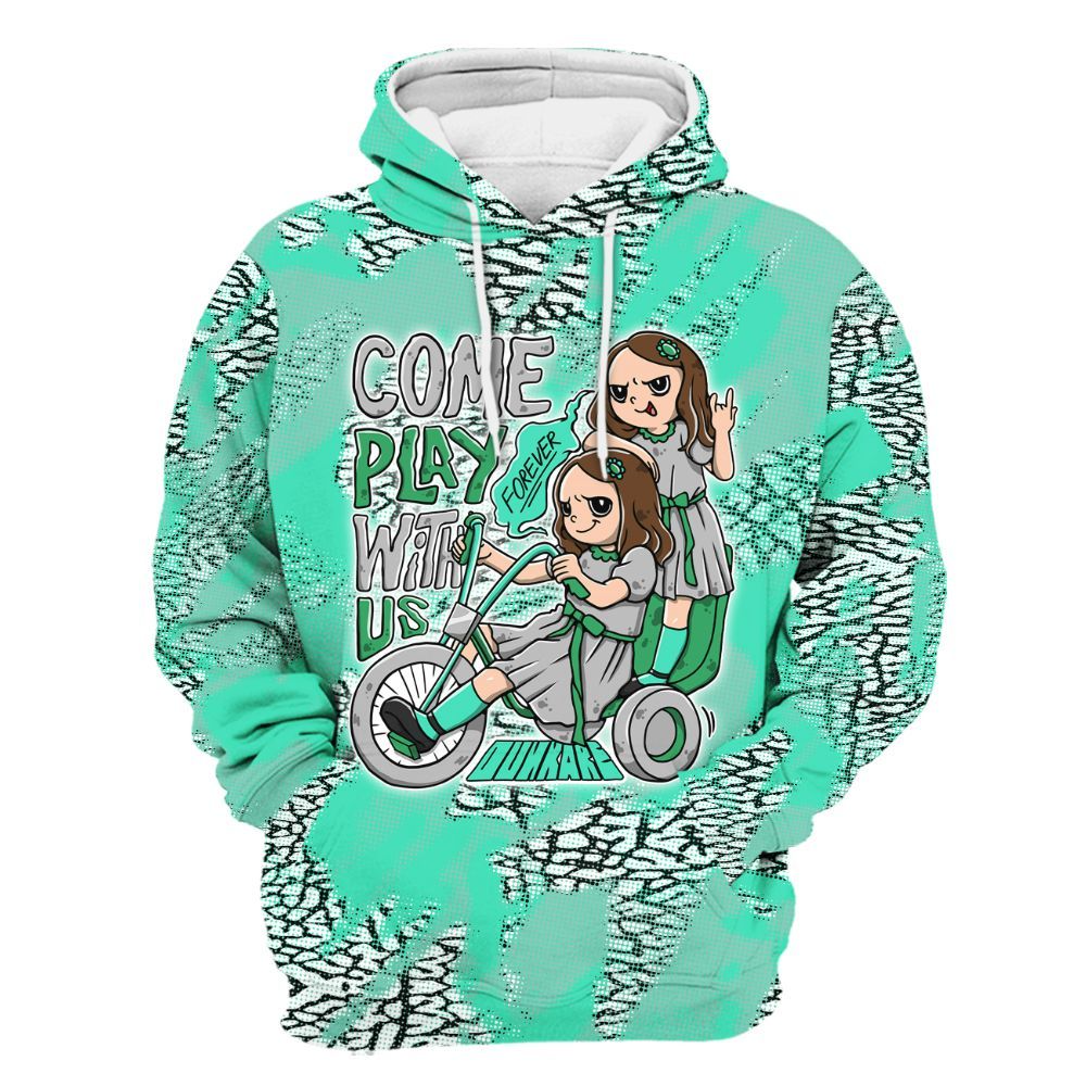 Hoodie To Match Black Green Glow 3s - Come Hangout Halloween Abstract Halftone All Over Print