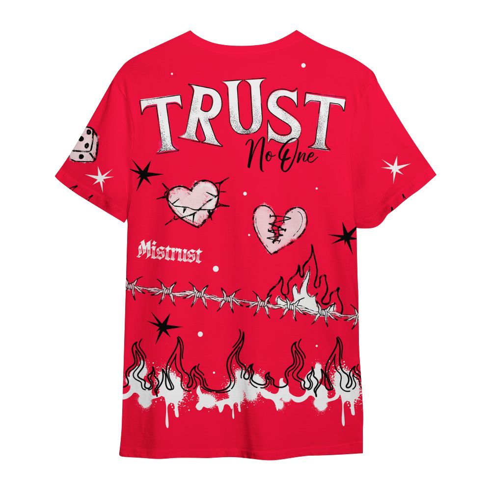 Shirt To Match Retro Fire Red 3s - Trust No One Snake-Bite Doodle Crayon All Over Print