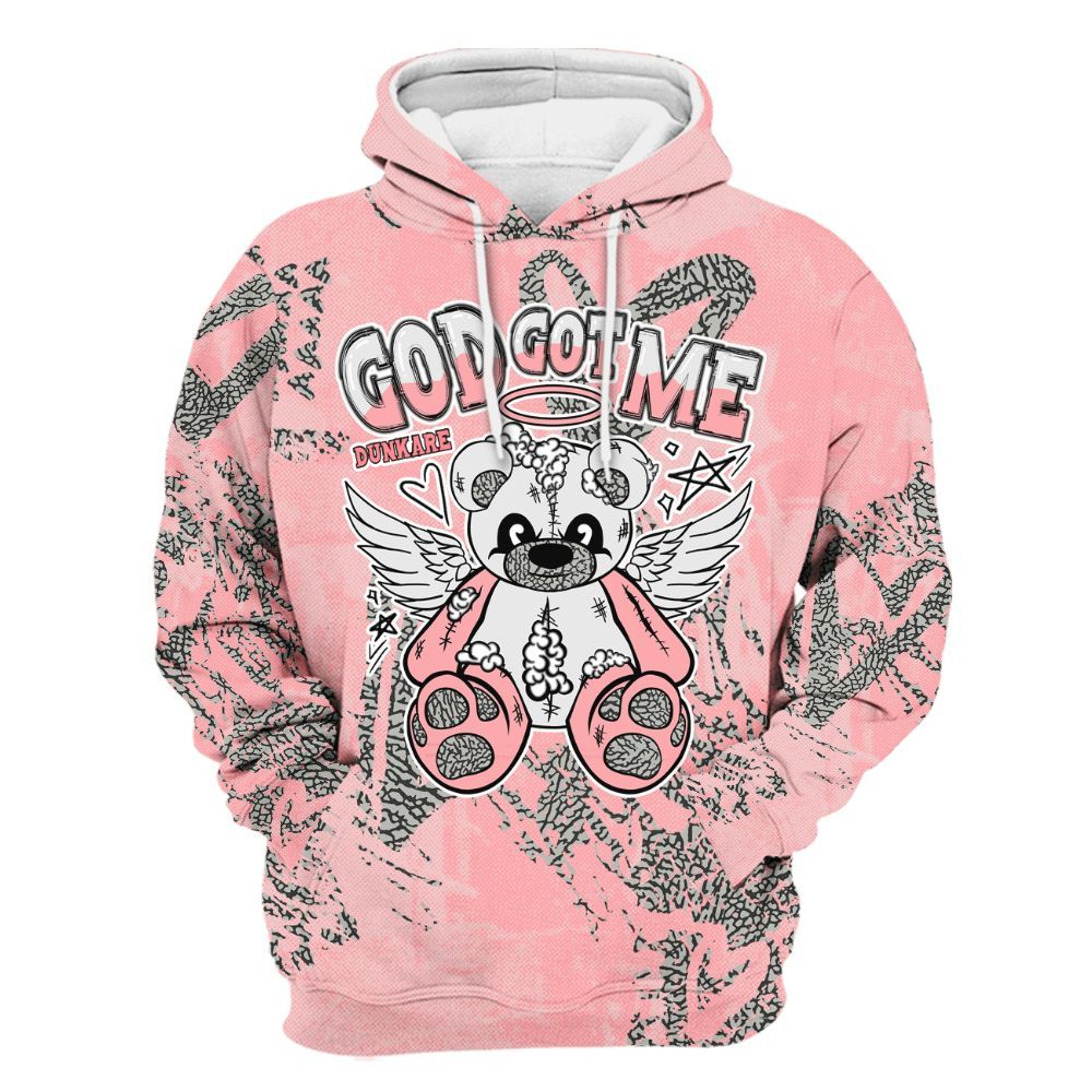 Hoodie To Match Retro Wings 3s - Gods Guides Me Bear Heart Grunge All Over Print
