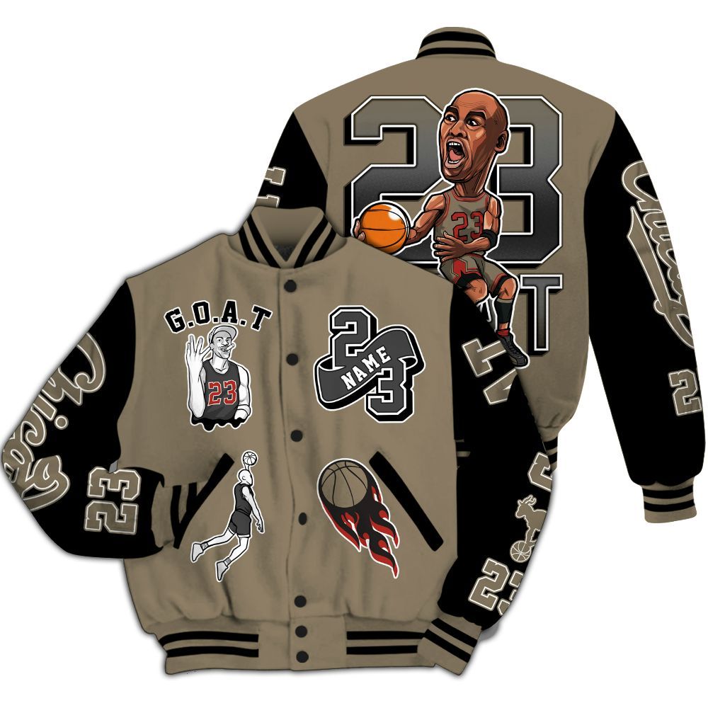 Varsity Jacket To Match Olive 9s - Legend GOAT Basketball Varsity Jacket Graphic Custom Name All Over Print