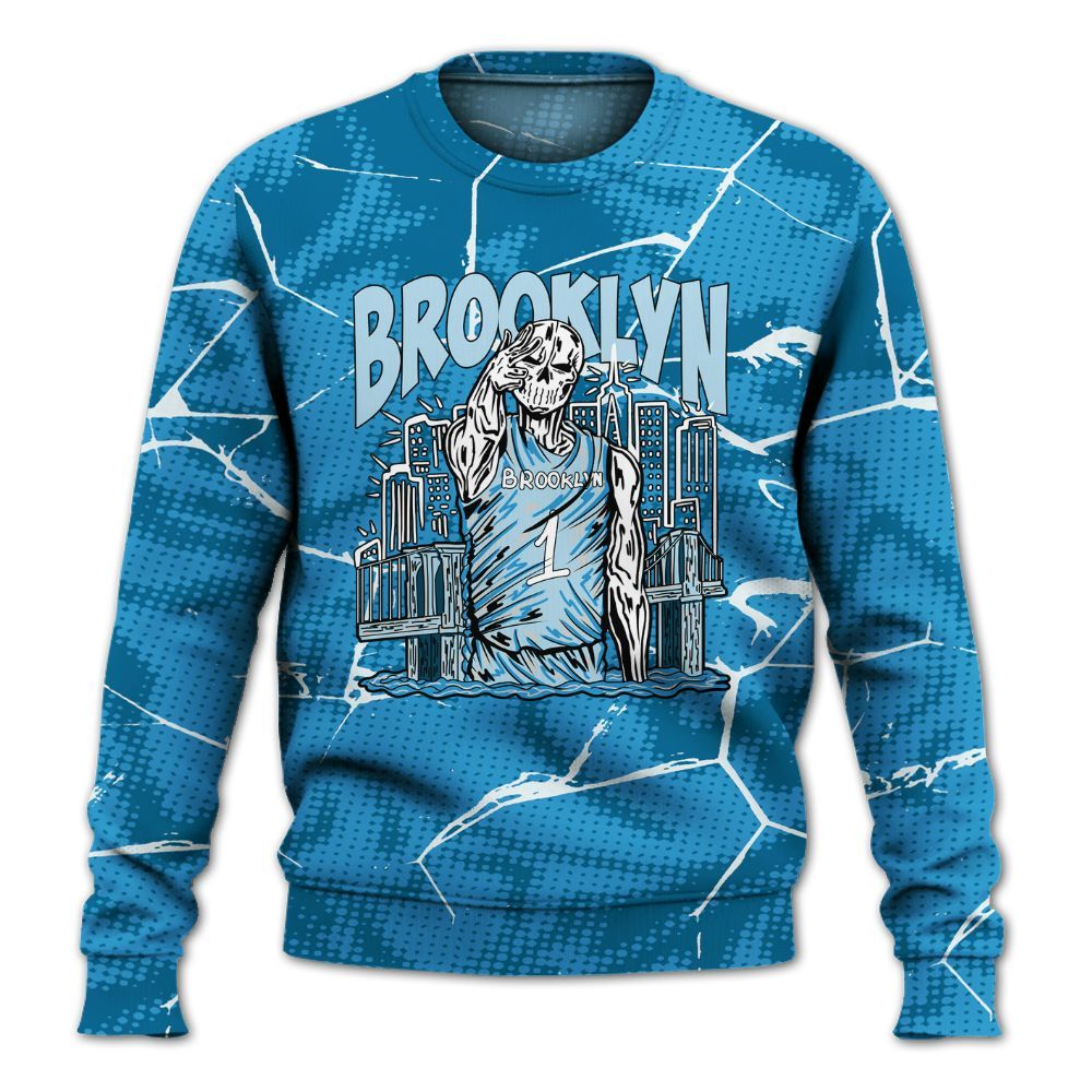 Sweatshirt To Match Powder Blue 9s - Brooklyn's Skeleton Crack All Over Print