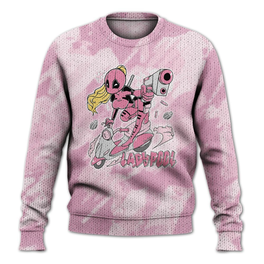 Knitted Sweater To Match Orchid 4s - Lady Pool Cartoon Abstract Halftone